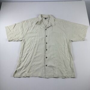 Tommy Bahama Silk Button Up Camp Shirt Mens XL 100% Silk Relaxed Beige